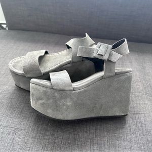 Ricky Sarkany gray suede platform sandals